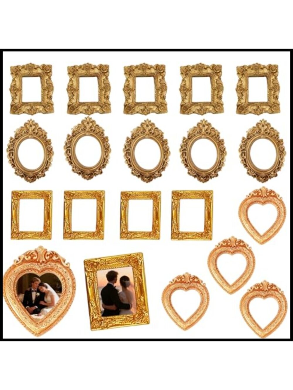 Mini Picture Frames 20 Pcs Baroque Resin Ornate Collage Wall Tabletop Decor